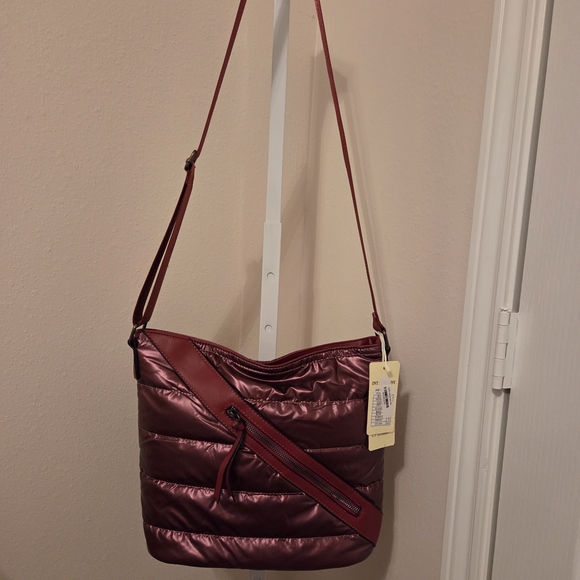 Handbags - Red Quilted Crossbody Bag with Glossy Finish